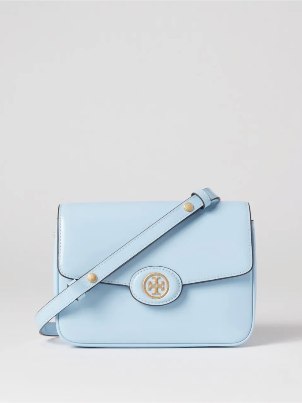 LIKE NEW TORY BURCH Robinson Spazzolato Shoulder Bag, Pale Lapis